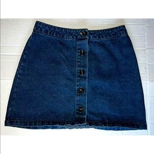 Forever 21 Blue Jean Mini Skirt Button Up Dark Wash Denim Size Small